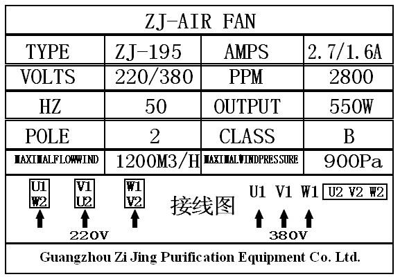 風(fēng)淋室風(fēng)機(jī)接線圖說明書